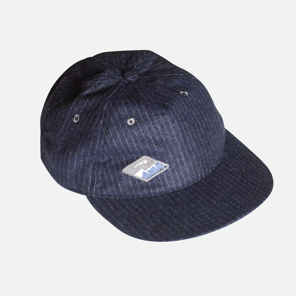 Wool Baseball Cap in Striped Navy